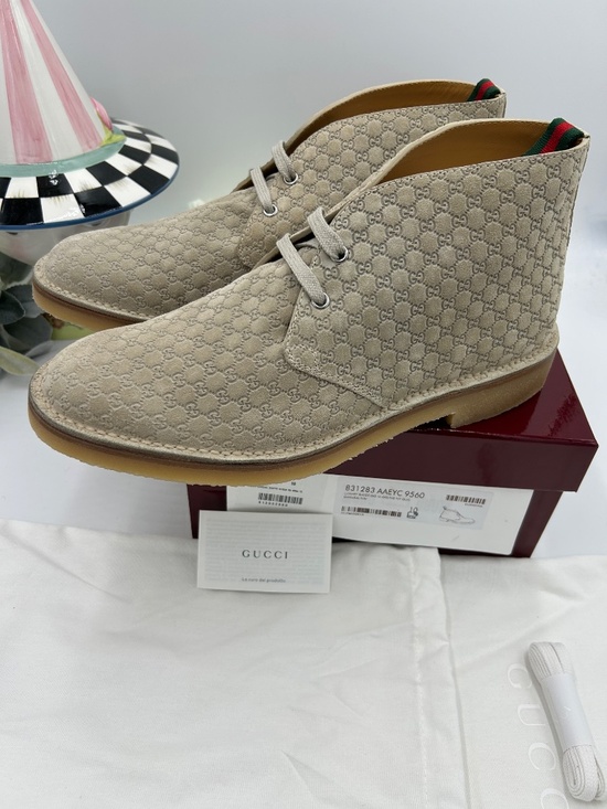 Men’s Gucci GG Suede Ankle Desert Boots.  Size 10   Made in Italy main image 11